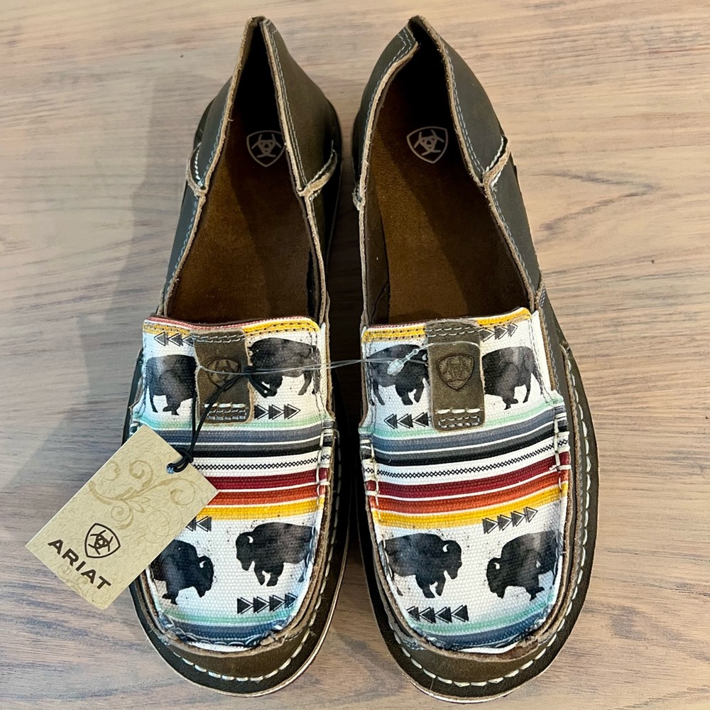 Ariat® Cruiser Buffalo Print Suede Slip-On - Picture 2 of 7